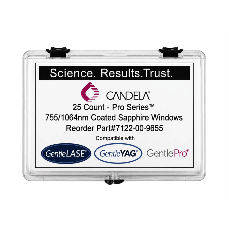 Candela Pro Series handpiece protective sapphire windows pack of 25 755nm 1064nm coated windows part 7122-00-9655 for GentleLase GentleYAG and GentlePro laser systems
